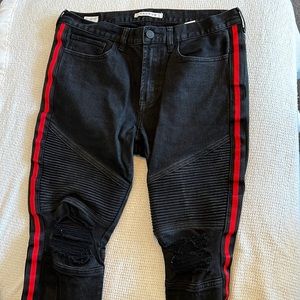 Pacsun Black with red stripe jeans
